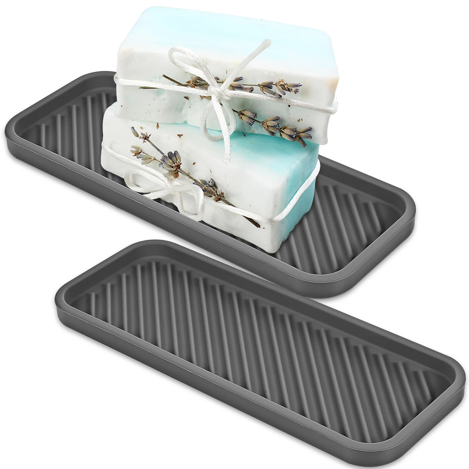 

2pcs Silicone Soap Dish Rectangular Sponge Kitchen Sink Organizer Drainage Bumps Non-Slip Heat Resistant 230℃ Cleaning Sponge