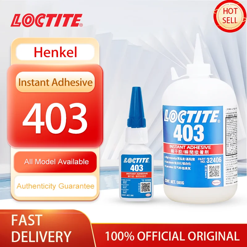 100% Official Original Loctite 403 Instant Adhesive Super Glue Low Odor Low Bloom Cyanoacrylate Glue 20g/500g