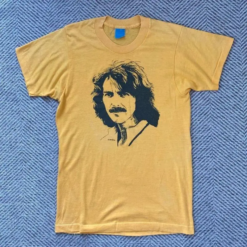 Vintage 1970s George Harrison T Shirt Made in USA Soaked Print Rare XS Used