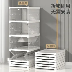 Foldable Integrated Shoe Box Organizer and Storage Boxes Cabinet Transparent Visible Installation Free Rack Home Garden