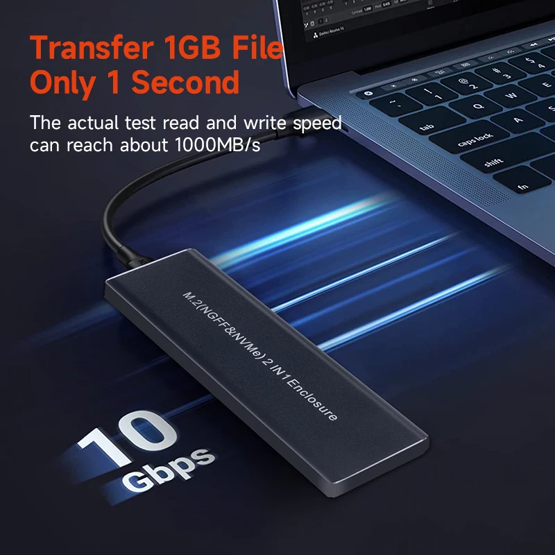 

KingSpec 10Gbp M2 SSD Case NVMe NGFF SATA SSD Hard Disk Enclosure Box M.2 to USB Type c External SSD for NVME PCIe SSD Adapter