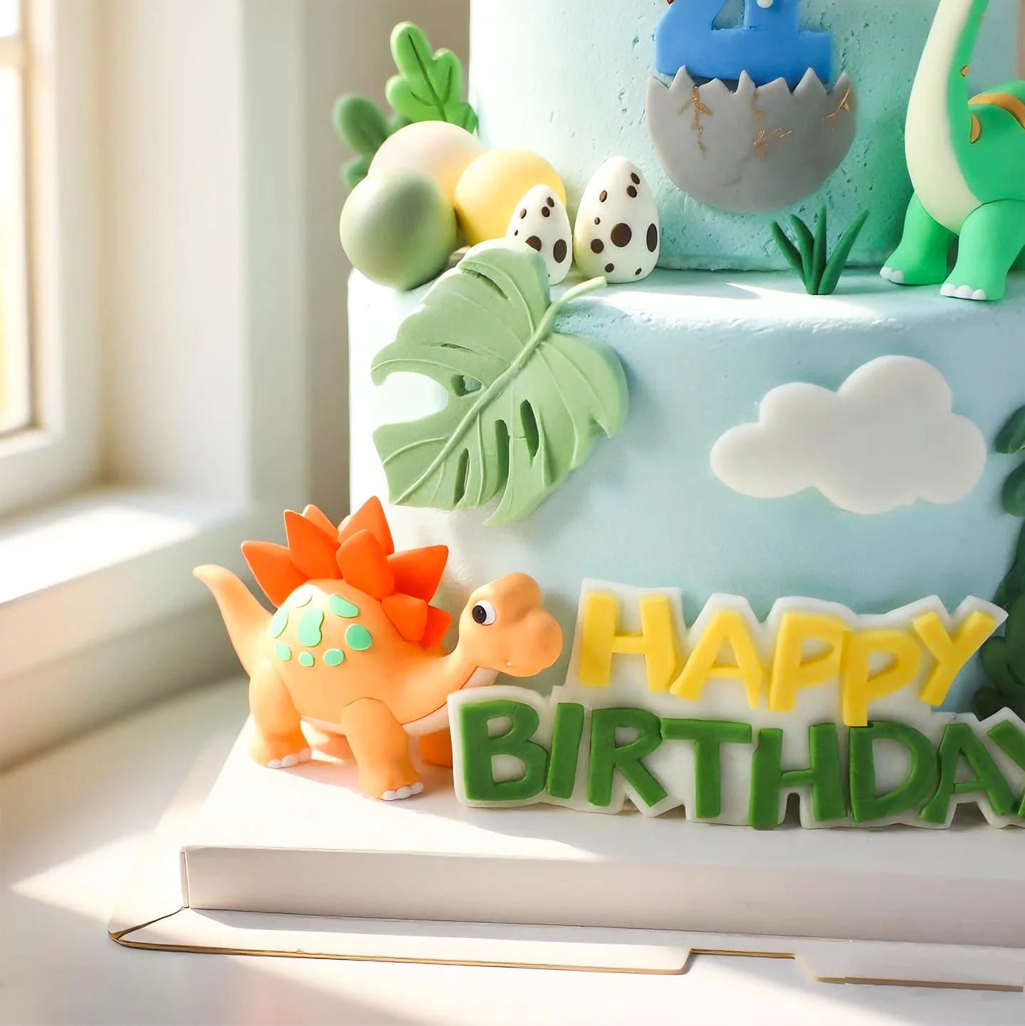 Jurassic Dinosaurier Kuchen Topper Feuer Drache Stegosaurus Brachiosaurus Figuren für Kind Cartoon Geburtstag Party Kuchen Dekor Liefert – Detail 5