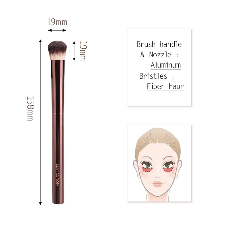 Hourglass Vanish Makeup Brush Seamless Finish Concealer Brush Soft Fiber Hair Fashion Design Single Face Brush Metal Handle