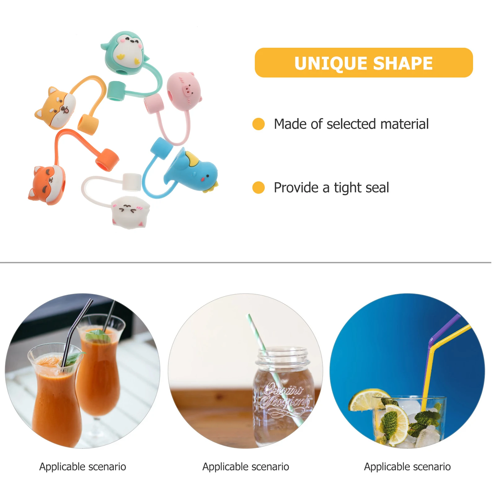 

6 Pcs Animal Straw Plugs Silicone Lid Cover Lids Tips Protector End Protectors Cap Drinking Covers