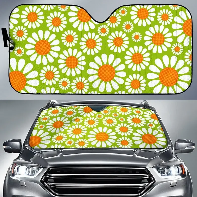 Daisy Auto Sunshade, Daisies, Cute Car Accessories, Sunshade For Car Windshield, New Driver Gift, Graduation Gift, Birthday Gift