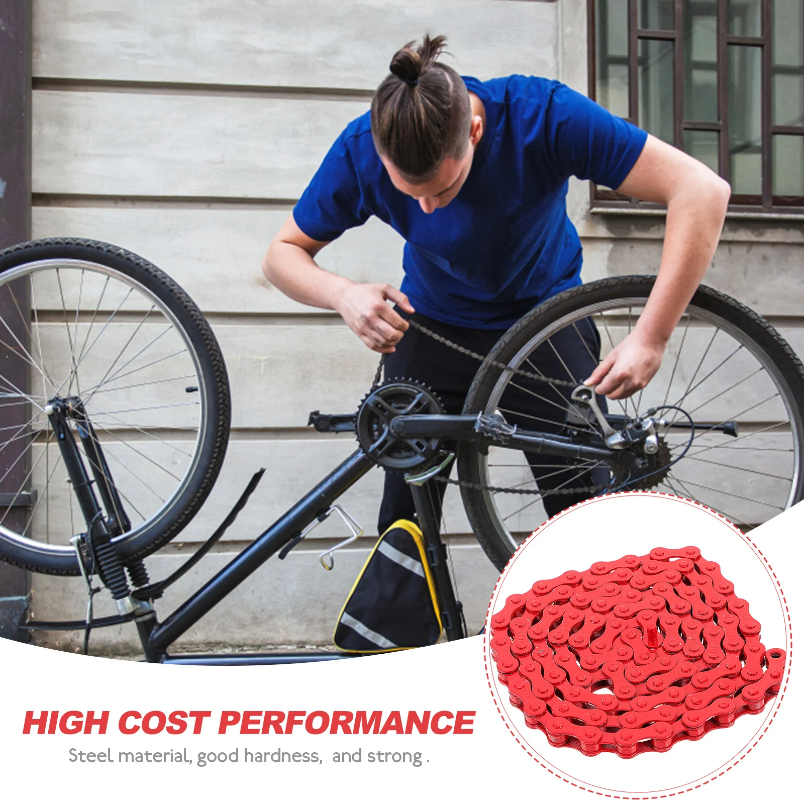 

Bicycle Chain Replacement Road Bike Sturdy Steel Cycling Chain Easy Installation Practical Bike Accessory Cycling Supply