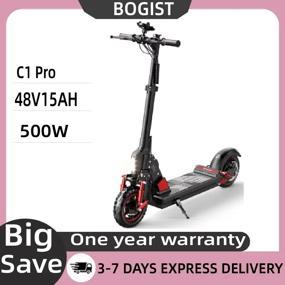 Trottinette électrique Bogist C1 Pro pour adultes, moteur 500W, batterie 48V15Ah, trottinette électrique urbaine, pneus de 10 pouces, pliable
