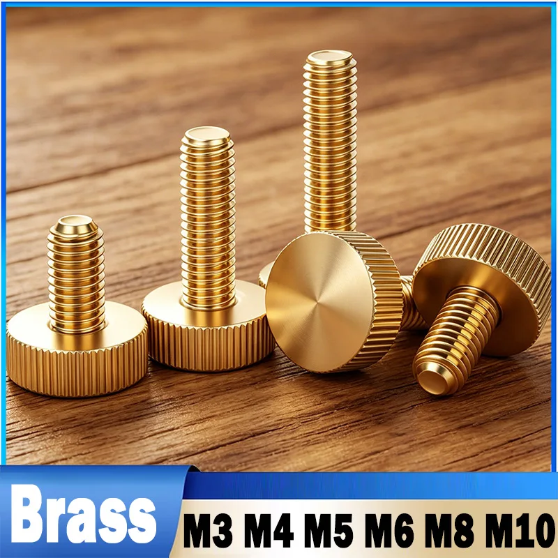 Leijiu 2~10pcs M3, M4, M5, M6, M8, M10 Brass Knurled Flat-head Hand Screw Handle For Tightening Screws
