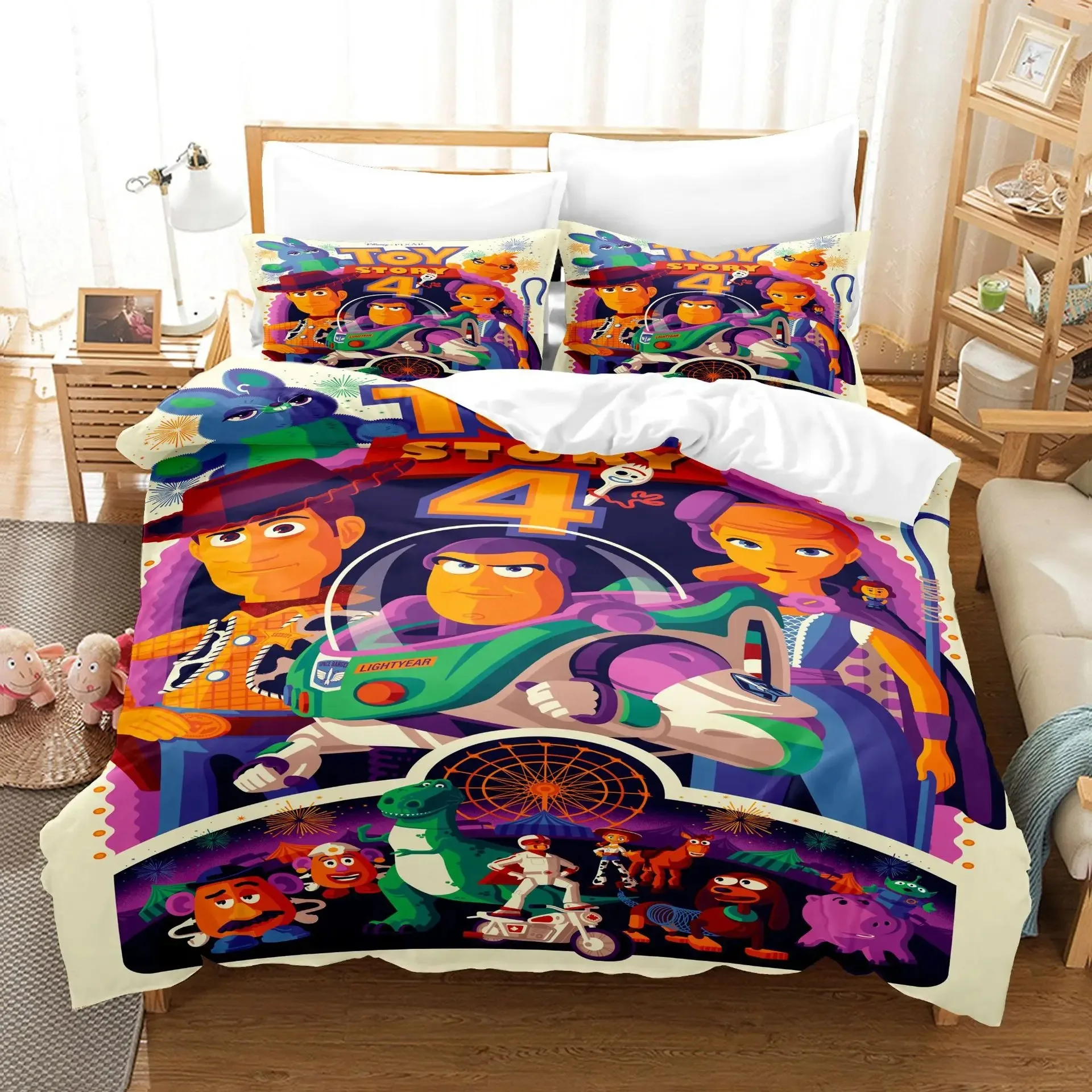 Imagem -03 - Disney Toy Story Duvet Sets para Crianças e Adultos Fronhas Conjuntos de Cama Capas de Edredão Desenhos Animados Bonitos Pcs