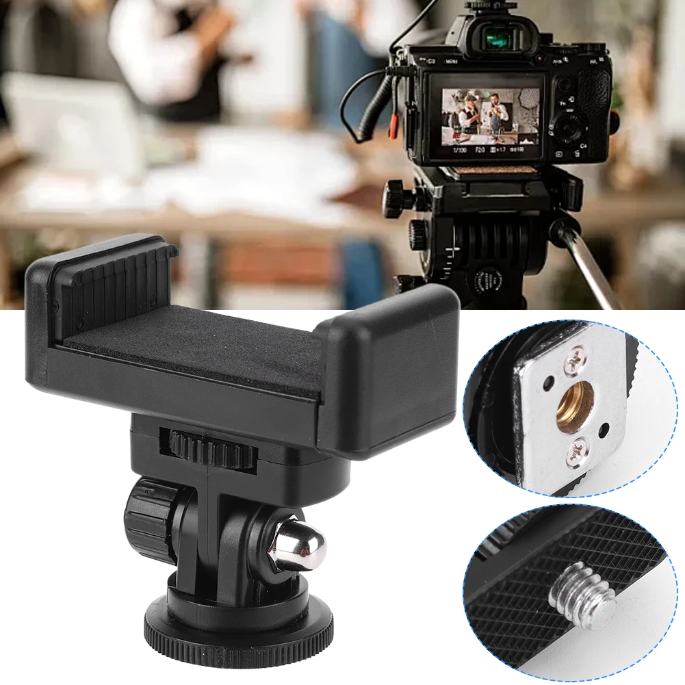 مشبك حامل ثلاثي القوائم للهاتف مع حامل الحذاء البارد، حامل ثلاثي القوائم للهاتف العالمي لهاتف iPhone وSamsung وكاميرا Canon Nikon Sony DSLR