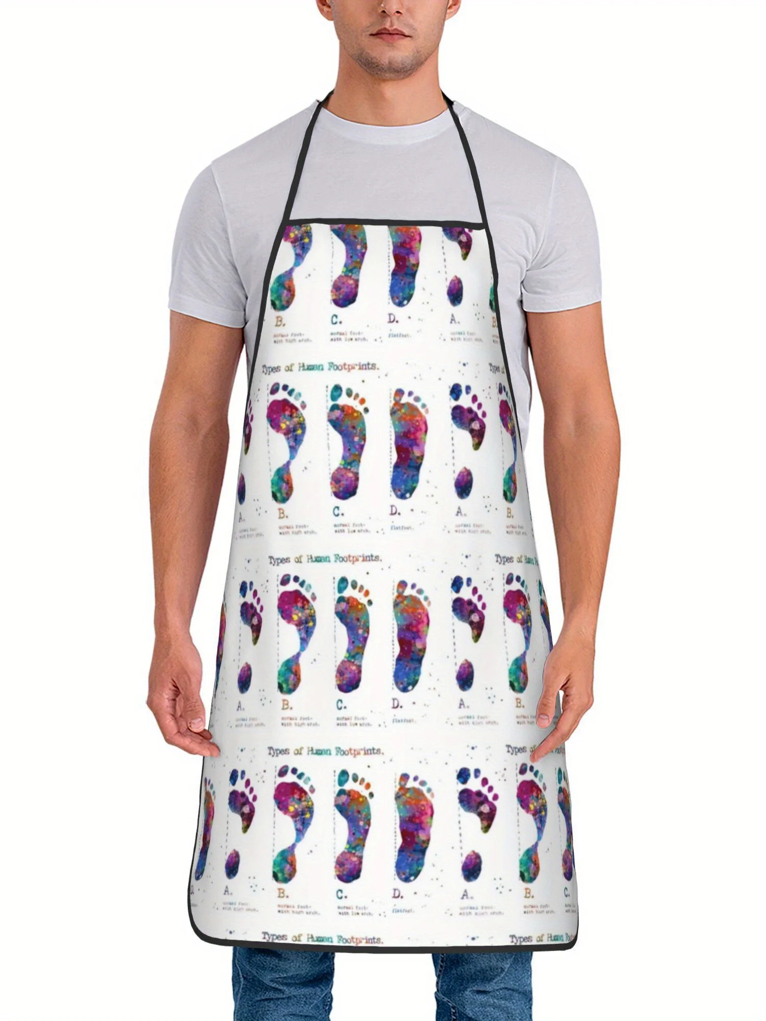 Vibrant Watercolor Foot Classification Chart All Over Print Waterproof Cooking Apron Foot Doctor Backyard BBQ Home Kitchen Gift