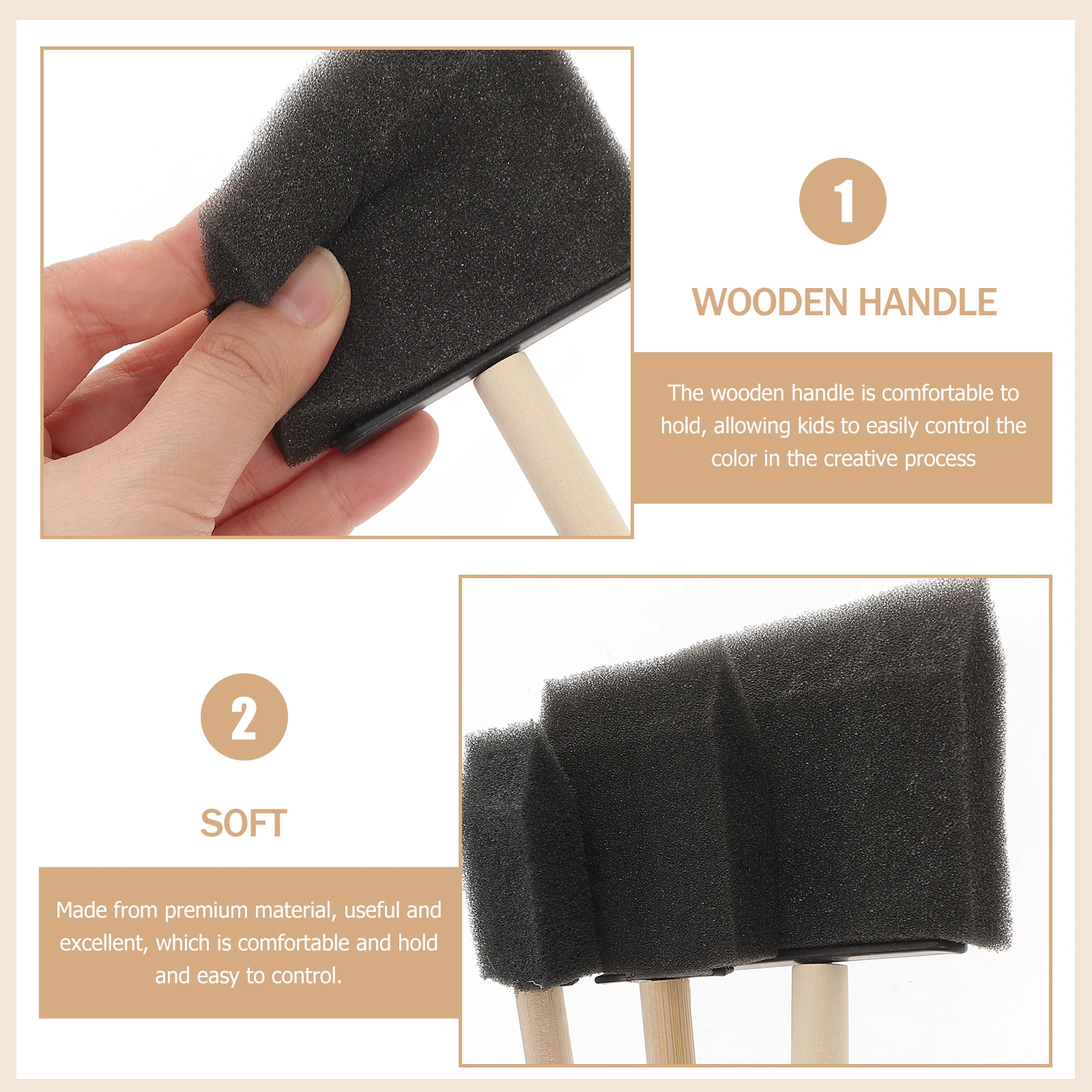 

24pcs Black Sponge Brushes for Kids 14x2 5cm 8x5cm 2x7cm Washable Painting Tools DIY Drawing Supplies Art Crafts