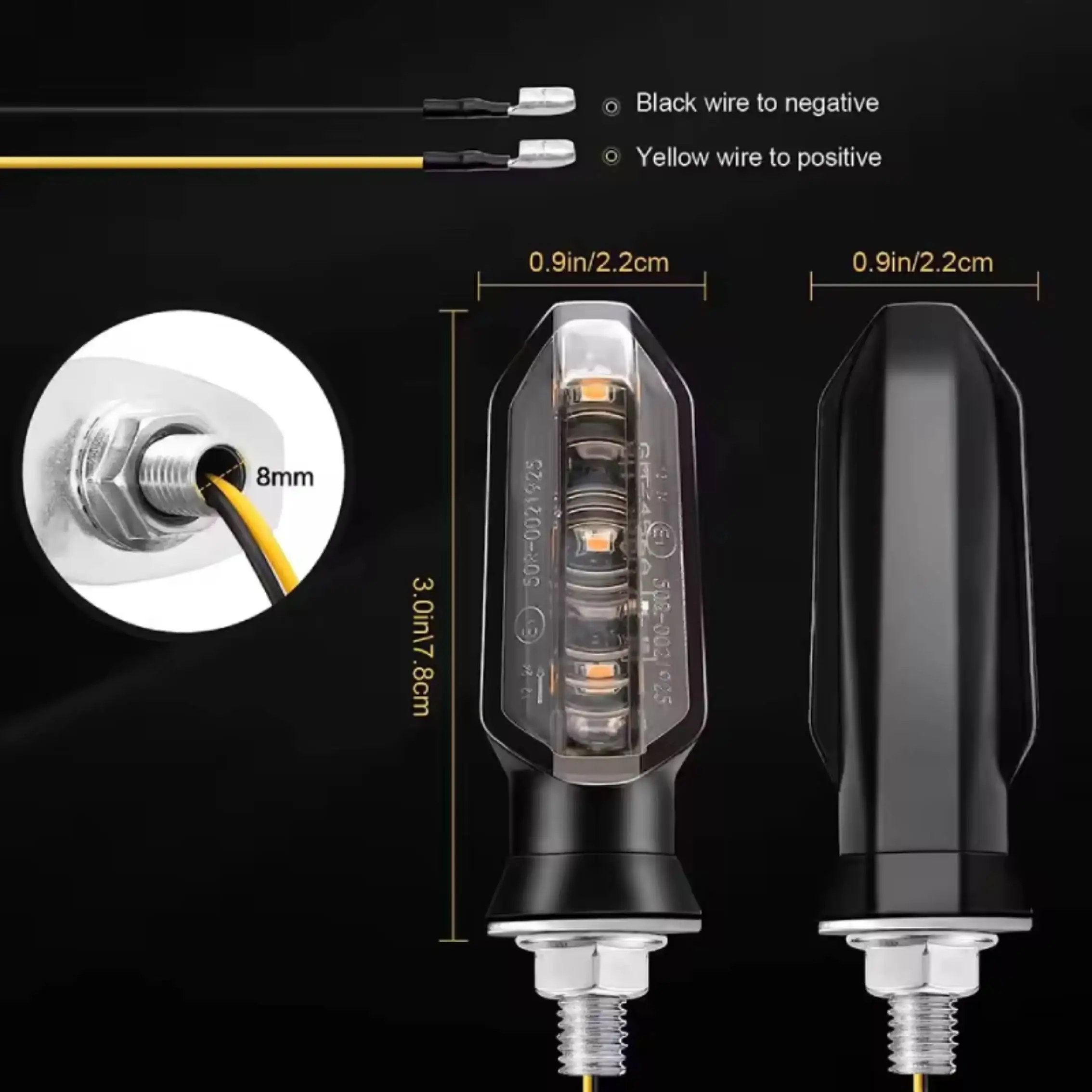 12V Moto Indicator Lamp Accessories Motorcycle 8mm Mini LED Turn Signal Lights Amber Flashing Light Blinker Turn Signal Lamp image 3