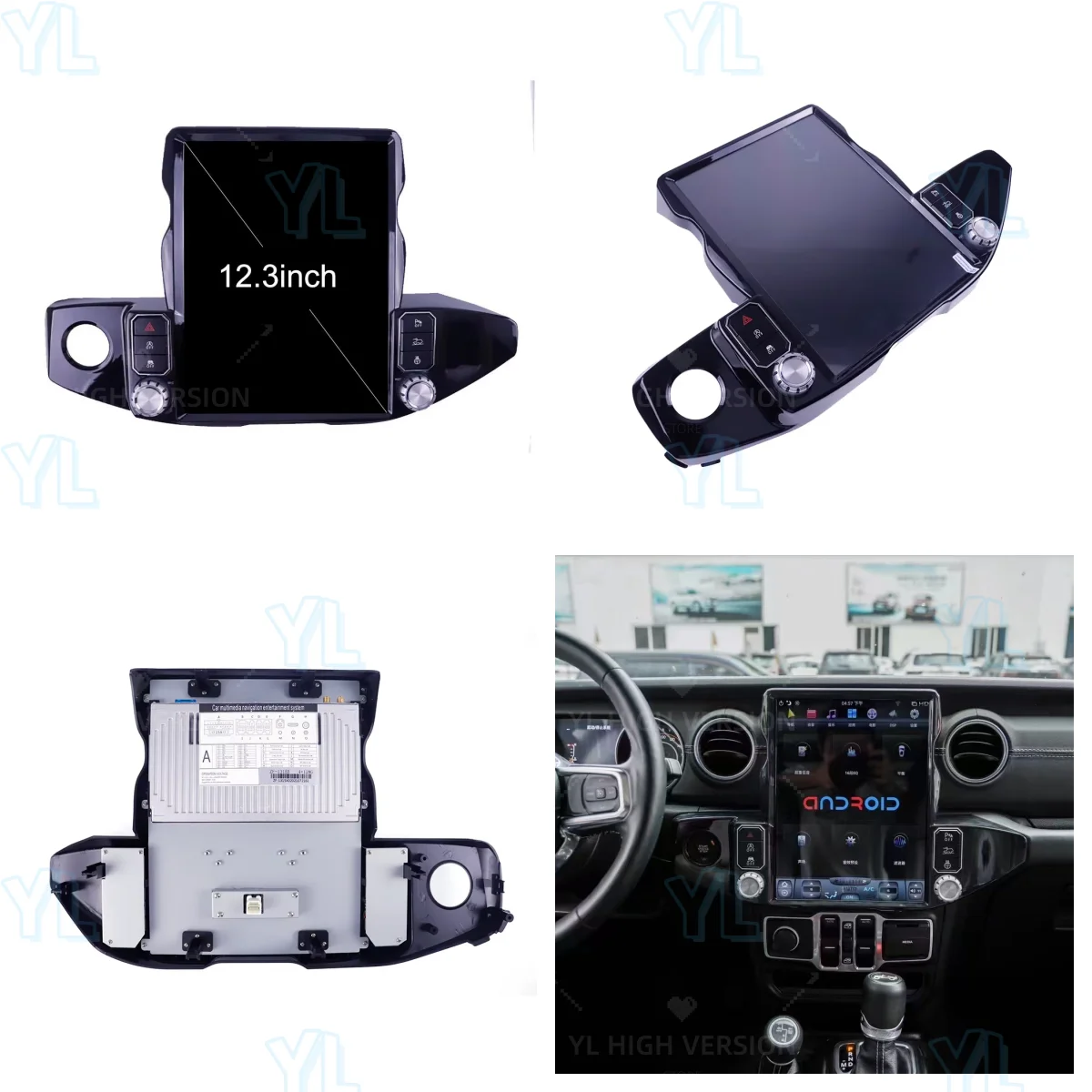 YANFU راديو السيارة Carplay أندرويد 13 لسيارة جيب رانجلر JL Gladiator JT 2018-2023 نظام تحديد المواقع والملاحة مشغل وسائط متعددة رئيس وحدة BT 4G
