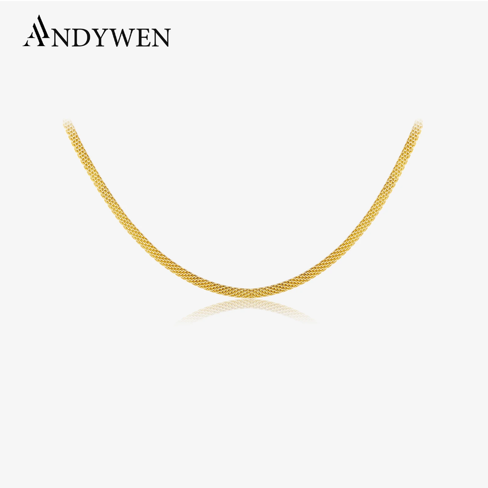 

ANDYWEN 925 Sterling Silver Gold Woven Twrist Chain Necklace Bracelet Women Luxury Long Slme Jewelry Rock Punk Jewels For Women
