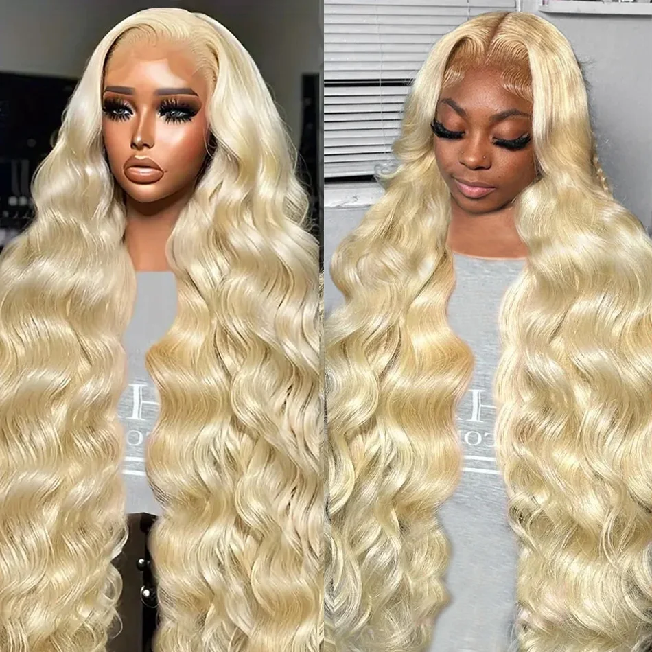 13x6 HD Transparent 613 Honey Blonde  Colored Body Wave Lace Frontal Human Hair Wig 30 40 Inch 13x4 Lace Front Wigs For Women