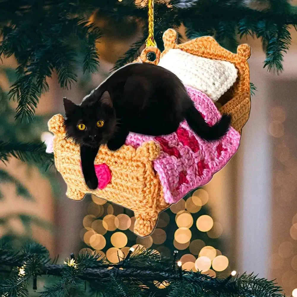 الاكريليك زينة عيد الميلاد أريكة القط شخصية المنزل معلقة قلادة شجرة عيد الميلاد الحلي