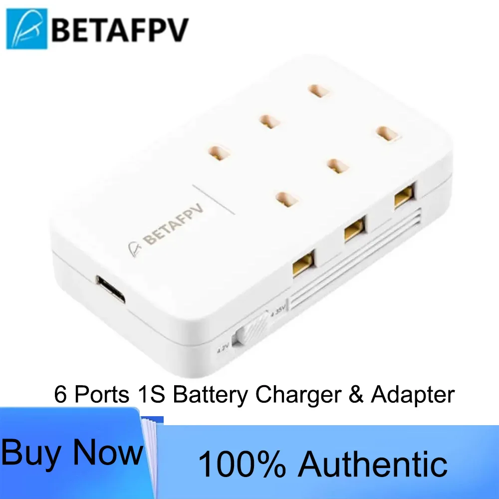 BETAFPV Compact 6 Port 1S Lipo Charger 30W Fast Charge PH2.0 BT2.0 Portable Power Tool for Micro Whoop FPV Racing Drone