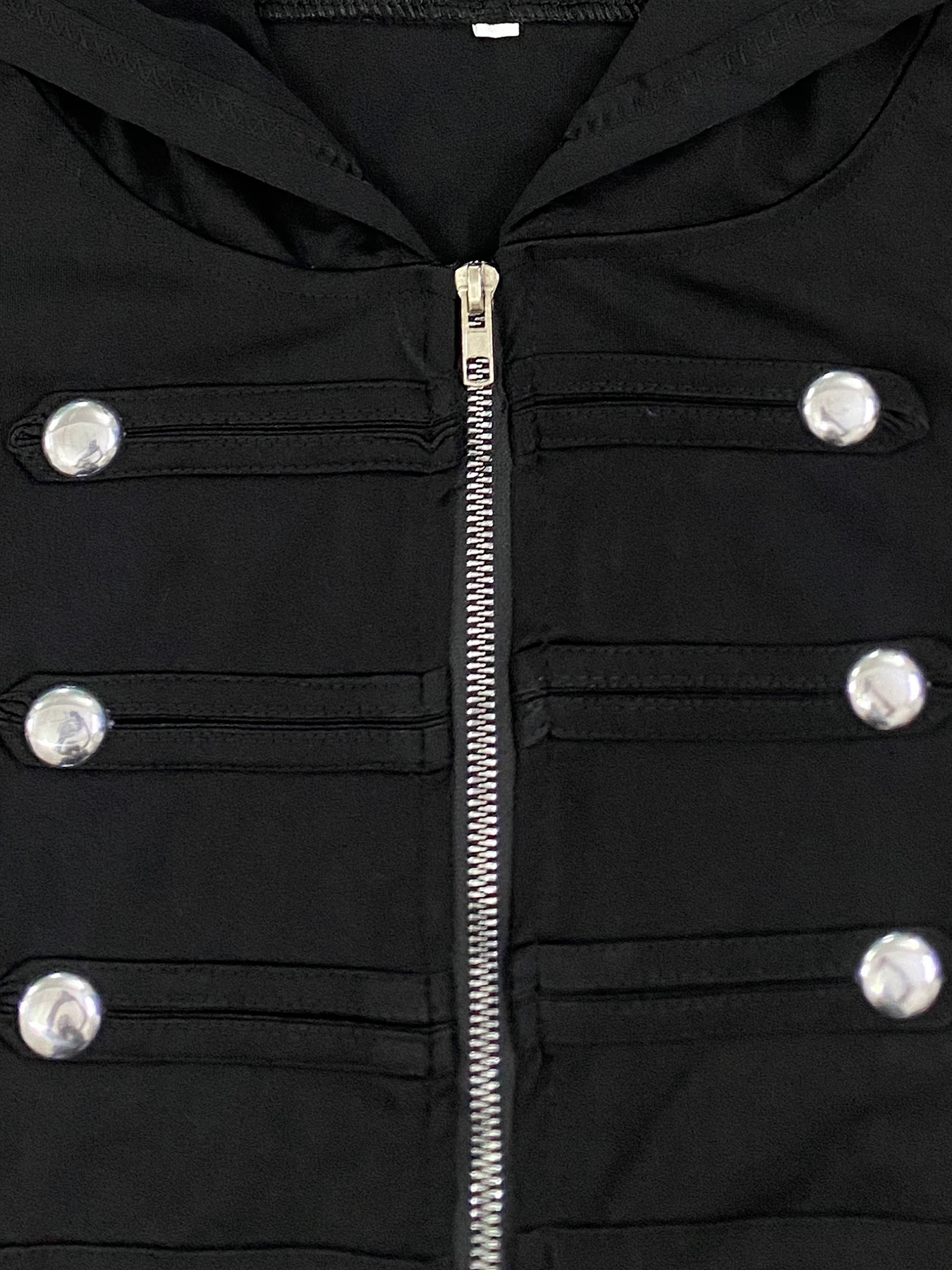 Koreanisches Sommer-Hoodie mit Reißverschluss und kurzen Ärmeln, mit Taschen, süßes und cooles doppelreihiges Retro-Top im Spicy-Girl-Stil. – Detail 9