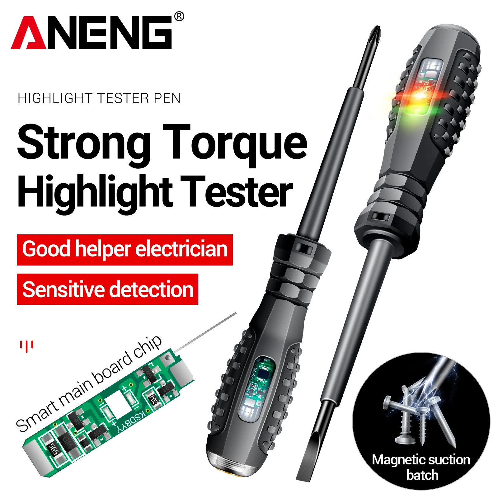 ANENG B05 Insulation Electrician Test Pen Neon Light Bulb Indicator Light Straight/Cross Screwdriver Pocket Electric Pen Tool