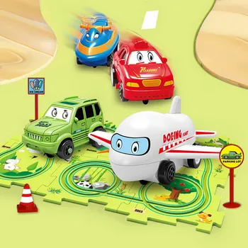 Children's puzzle electric railway DIY DIY assembly electric car automatic railway city scene construction educational toy gift