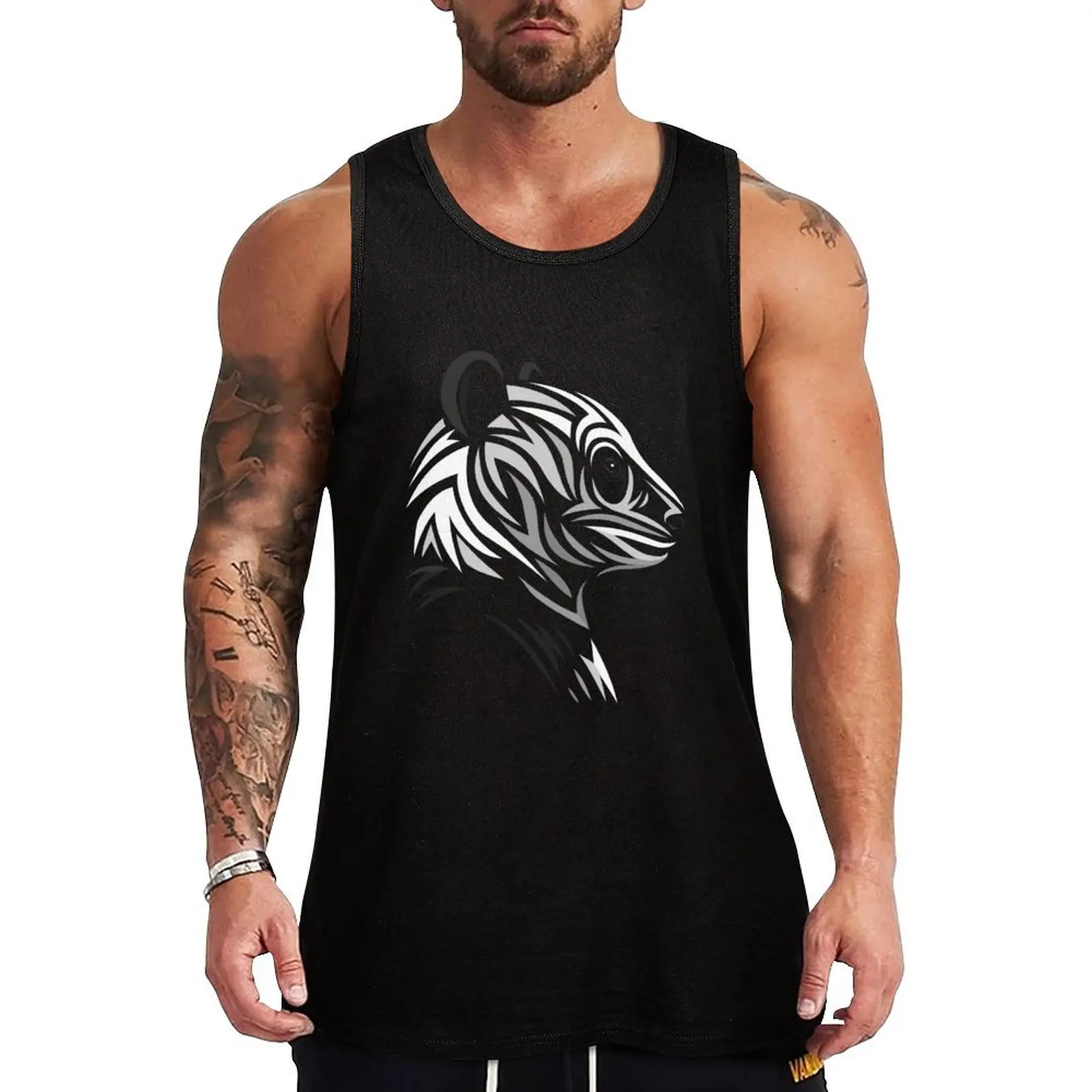 

Panda tribal face Tank Top bodybuilding t-shirt Men's summer vest gym shirt man