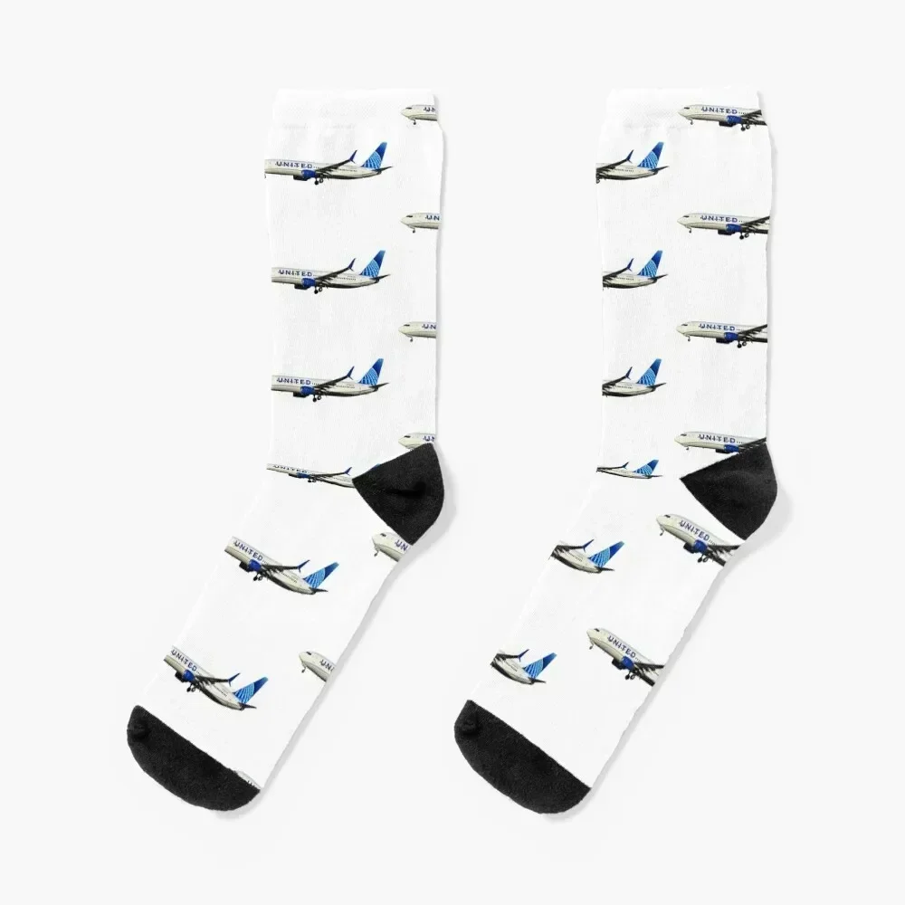 

United Airlines 737-800 Socks Stockings christmas gifts luxury Mens Socks Women's