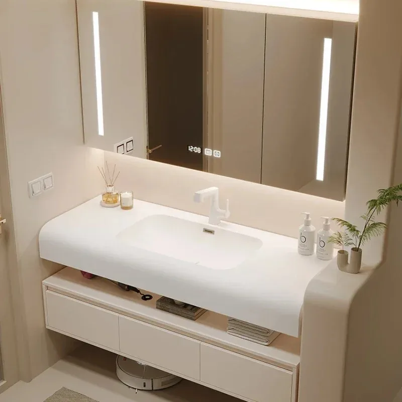 Luxury Bathroom Cabinet White Column Sink Narrow Furniture Sinks Filing Cabinets Floor Bathroom Storage Base Mdf Space Saving