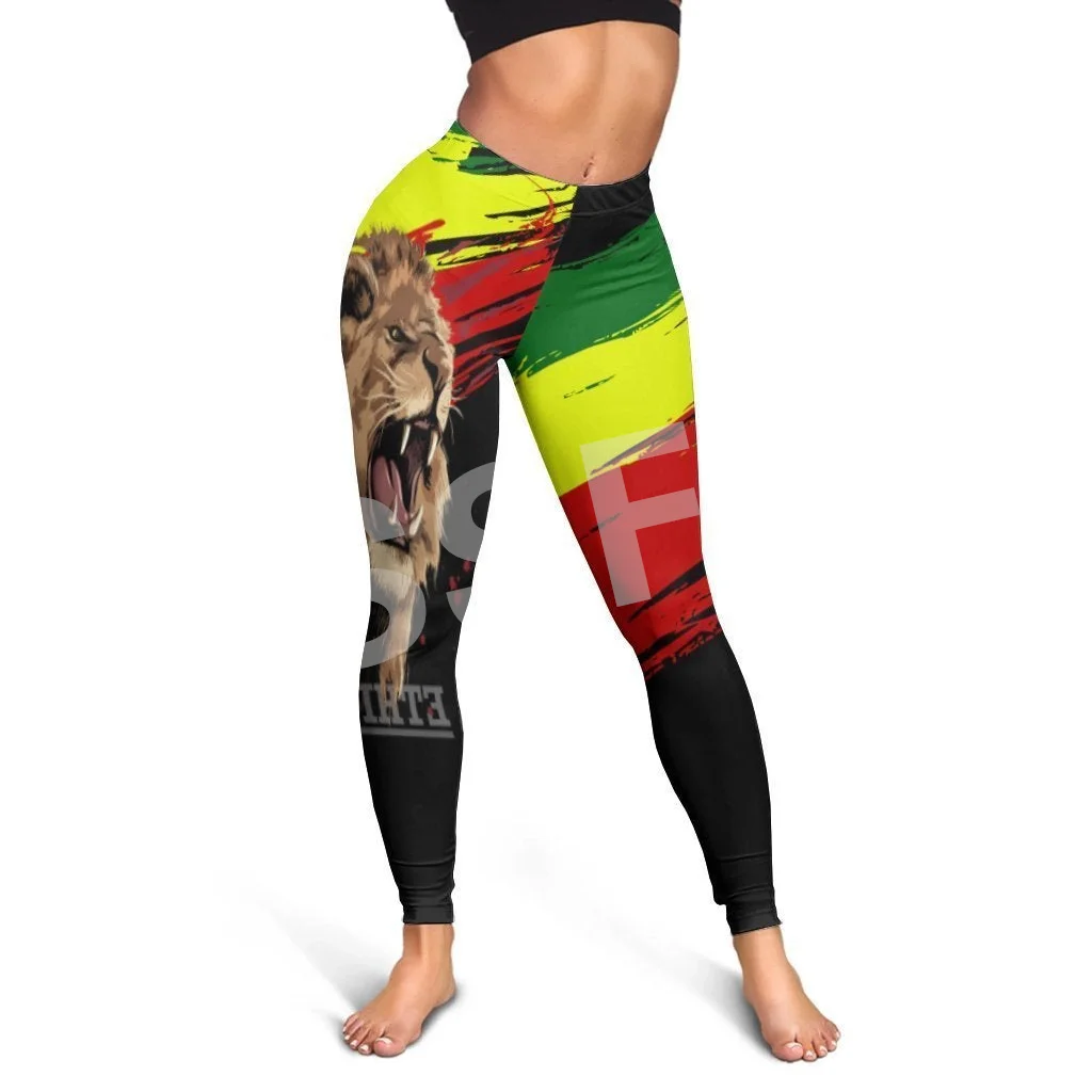 Tessffel Ethiopia County Flag Reggae Africa Native Tribe Lion Retro 3DPrint Harajuku Women Sexy Leggings Yoga Fitness Suits A2