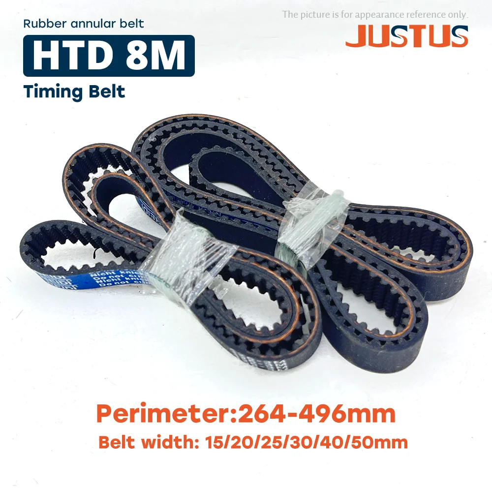 HTD 8M Synchronous Belt Has A Circumference of 264/288-496mm Width of 15/20/25/30/40/50mm, High Torque Rubber Synchronous Belt