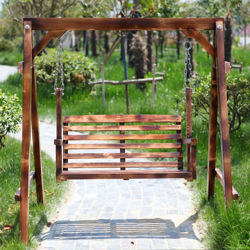 

Solid wood swing Outdoor courtyard Double rocking chair Children's hanging basket Balcony swing Indoor leisure home