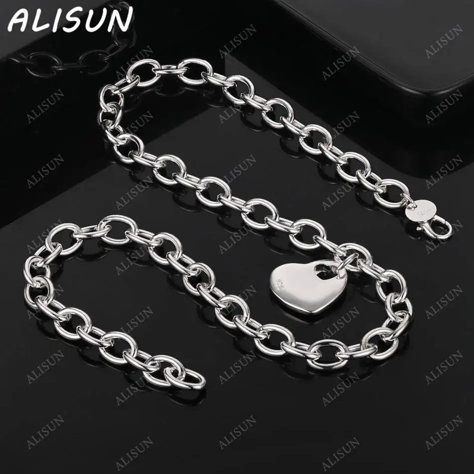 

ALISUN стерлингового серебра 925 пробы 44 см ожерелье в форме сердца для женщин креативные подарки уличные универсальные вечерние и повседневная одежда