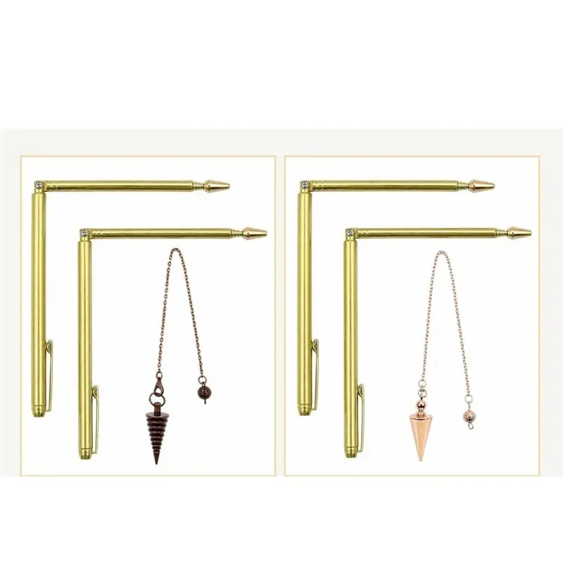 A25F-Retractable Dowsing Rod + Cone Pendulum Kit Metal Dowsing Rod For Water Treasure Finding Tools A
