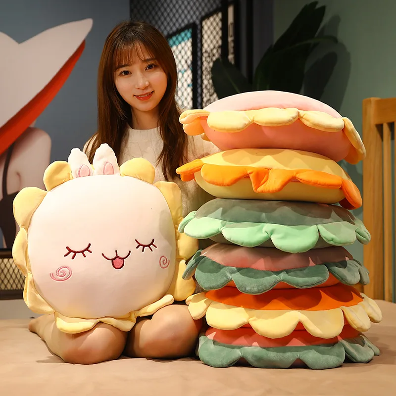 

Flower Nap Quilt Blankets Foldable Sofa Napping Cover Warm Office Room Pillow Blankets Portable Travel Quilt Car Hug Pillows