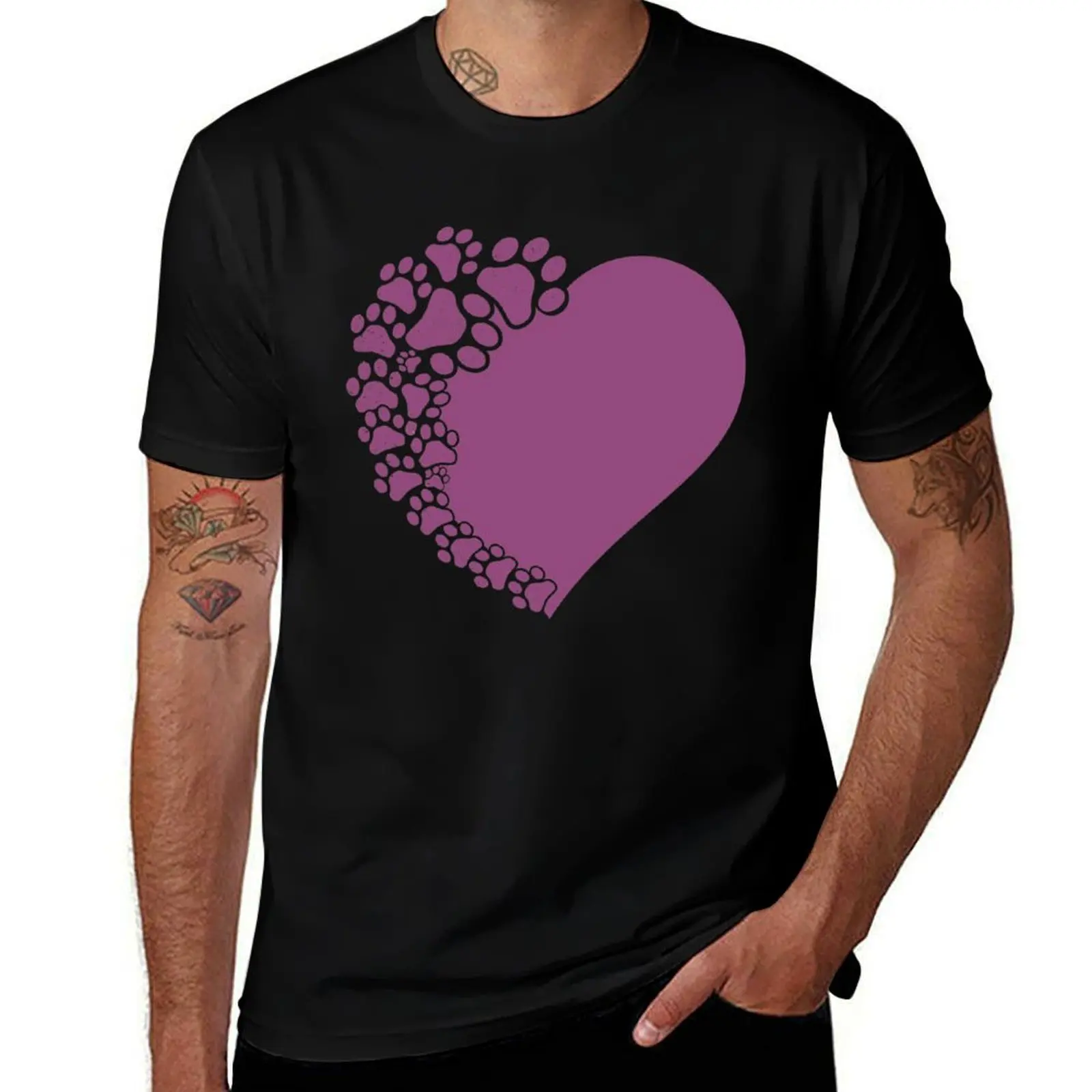 

Paw Print Heart – Animal Lover T-Shirt Design T-Shirt man t shirt summer tops anime stuff t shirts for men cotton