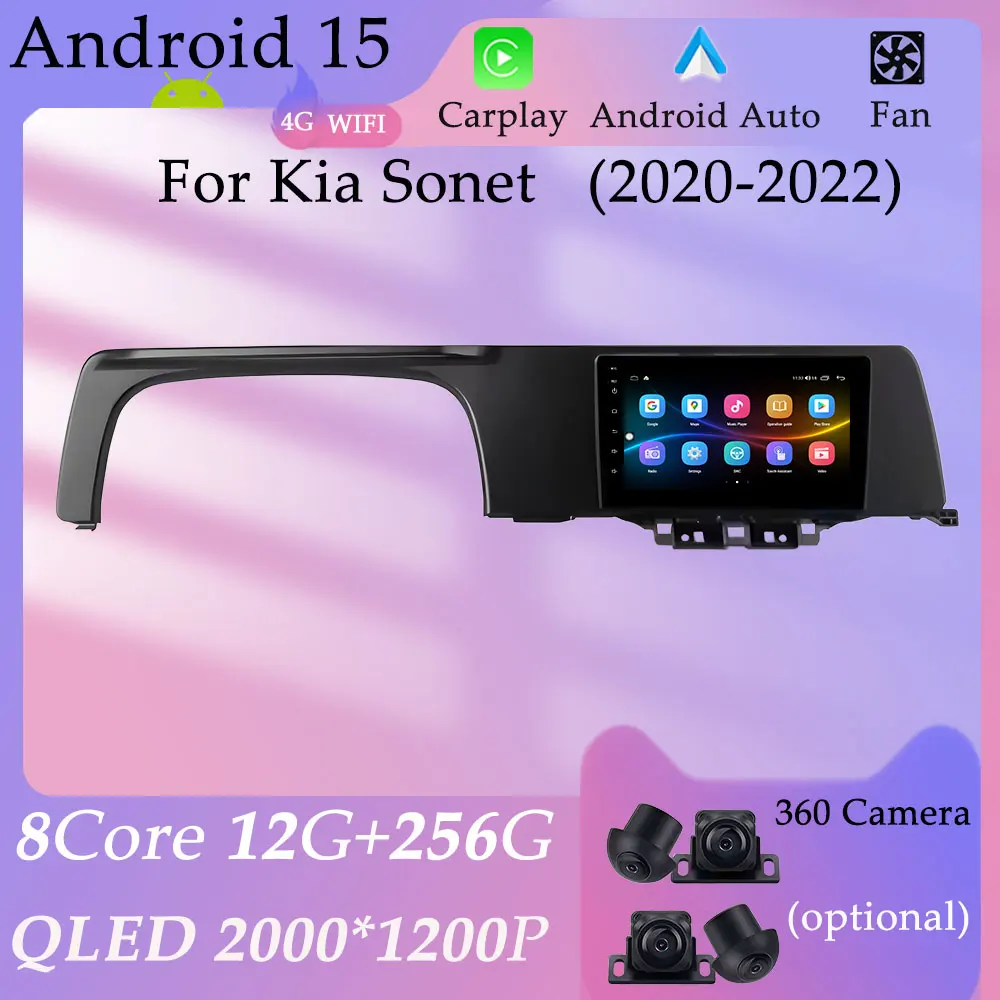 

For Kia Sonet 2020 - 2022 Car Radio Video Audio Multimedia Player HD Screen GPS Navigation DSP Stereo Carplay Split Screen WIFI