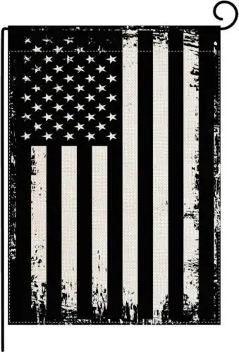 Grunge American Flag Usa Flag Black and White Garden Flag Vertical Double Sided