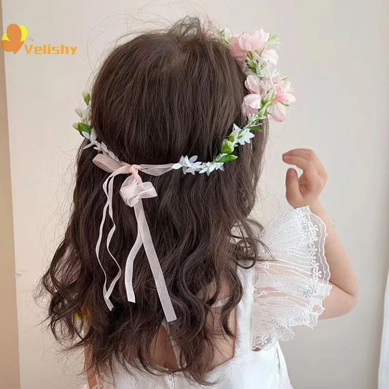 الأطفال إكليل غطاء الرأس الأميرة الغابات عقال زهرة فتاة فستان الزفاف رئيس زهرة فتاة صغيرة عالية القيمة عقال