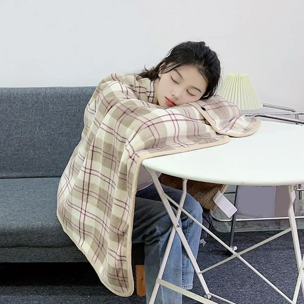Multi-Functional Shawl Blanket for Office Nap, Leg Covering Cape Sofa Warmth, Thickened Double Tartan Blanket Scarf image 3