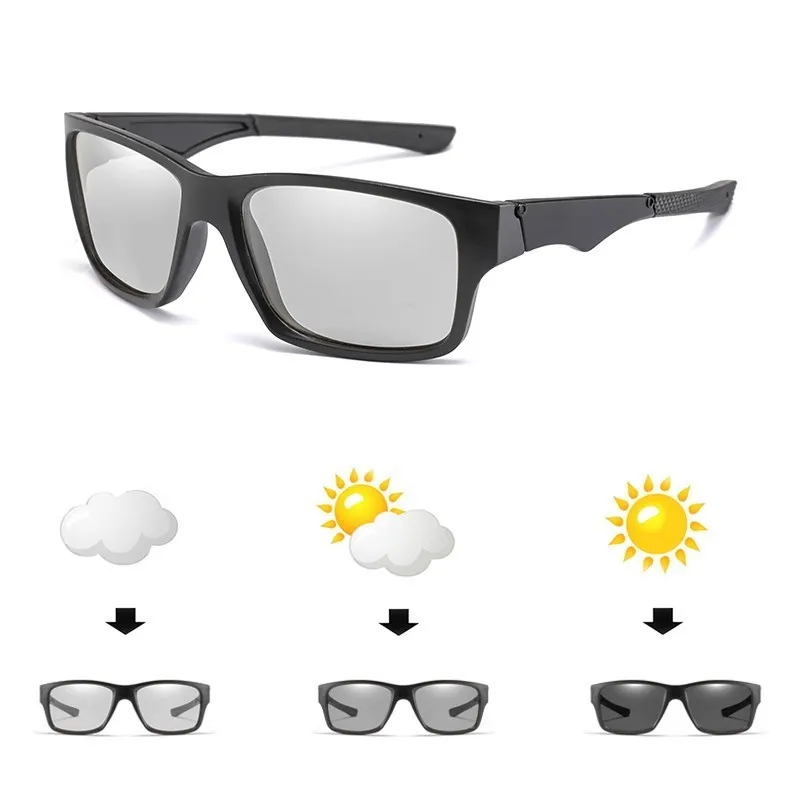 

2020 солнцезащитные очки для вождения фотохромные мужские очки для рыбалки Хамелеон Обесцвечивающие солнцезащитные очки модная квадратная оправа солнцезащитные очки 12-KPBS1051