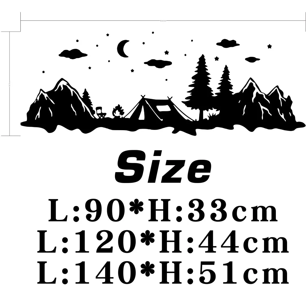 Camper Rv Tent In Forest Moon Star Car Sticker Decal Camping Travel Tree Sky Decal Motorhome Car Vinyl Home Decor