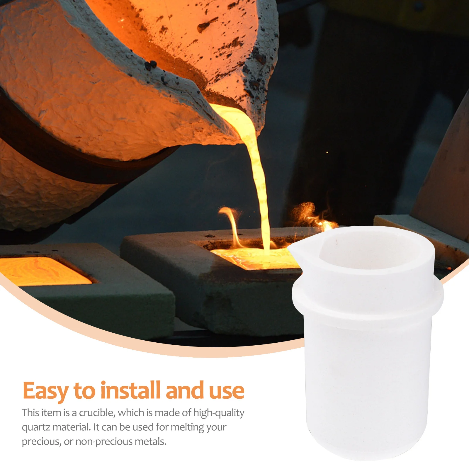 1Pcs Quartz Crucible Melting Cup Heat Resistant Metal Smelting Vessel Gold Silver Alloy Refining Tool Furnace Supplies