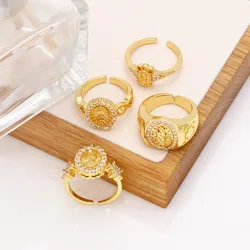 Gold Plated Virgin Mary Rings for Women Copper Zircon San Judas Rings Statement Catholic Jewelry virgen de guadalupe rigp69