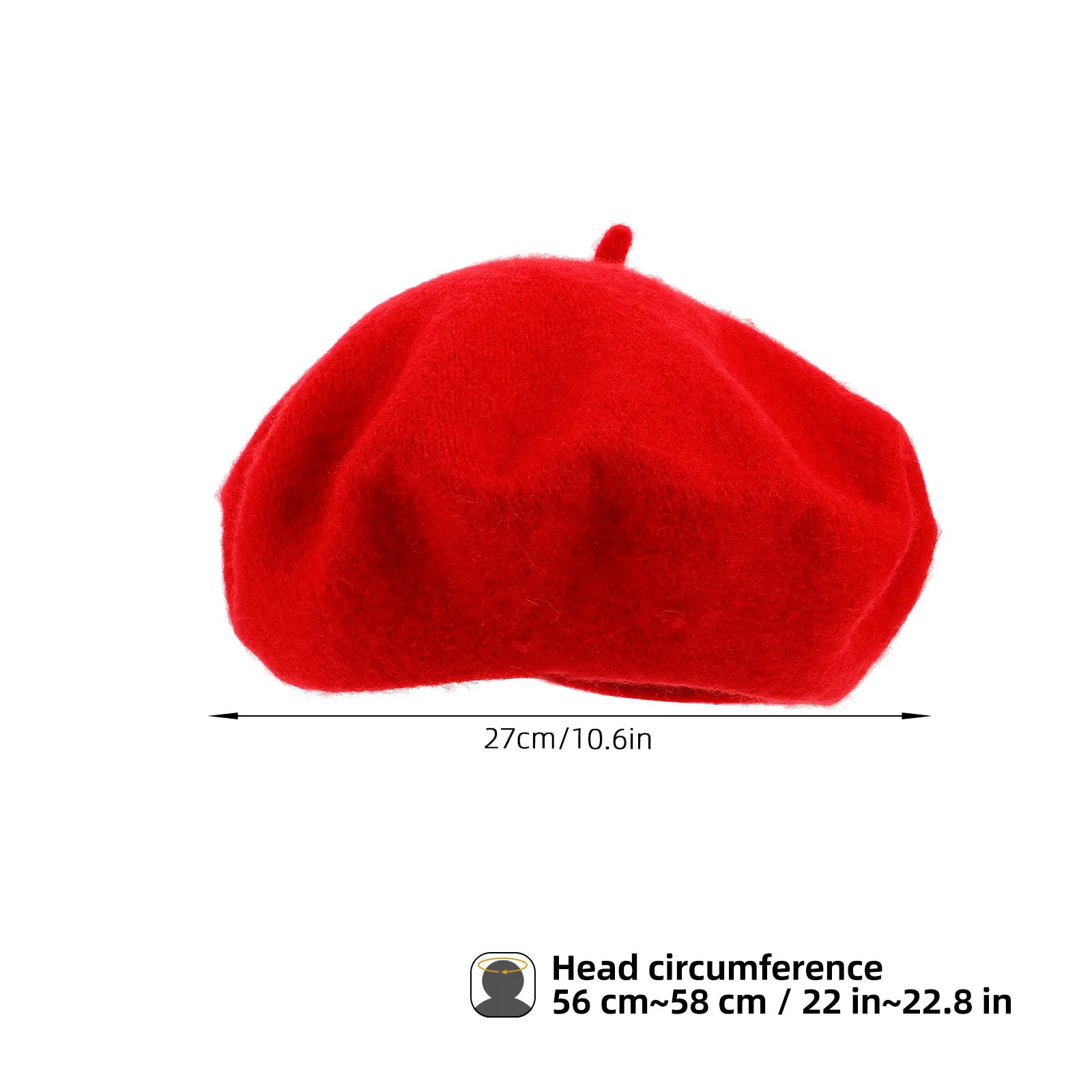 여성용 모자 빨간색 여성용 모자 빈티지 프랑스 스타일 겨울 따뜻한 니트 모자 부드러운 울 혼합 패셔너블 캐주얼 모자