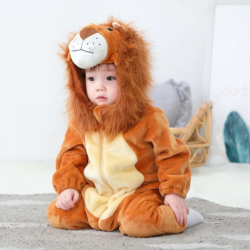 Lovely Lion Infant Baby Rompers Clothes Boys Girls  Pajamas Onesie Animal Baby Romper Newborn  Hoodie Jumpsuit