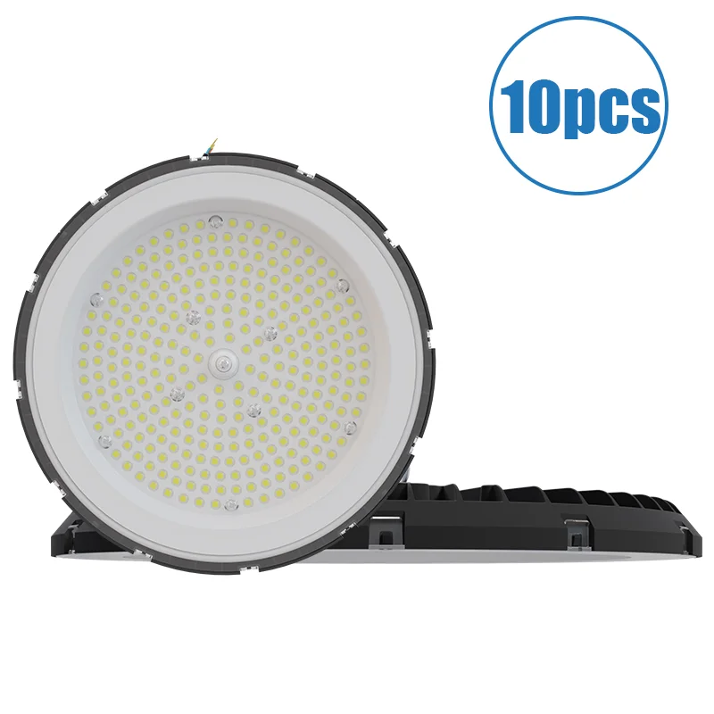 10 Pack UFO LED High Bay Light 100W 150W 200W 150LM/W SMD3030 IP65 Waterproof 30000LM CRI Die Cast Aluminum Heat Dissipation