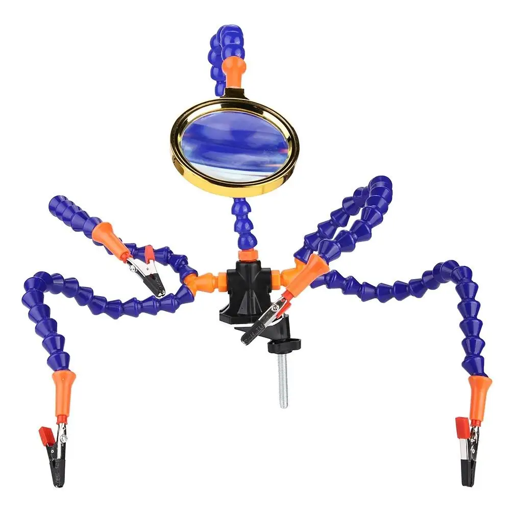 

Adjustable Soldering Station with 6 Flexible Arms Magnifying Glass and Fan for rc Projects Electronic Repair Tool