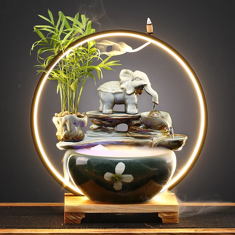 

Fountain Incense Burner Figurine Fragrance Waterfall Backflow Incense Holder Censer Fuente De Agua Decorativas Room Decoration