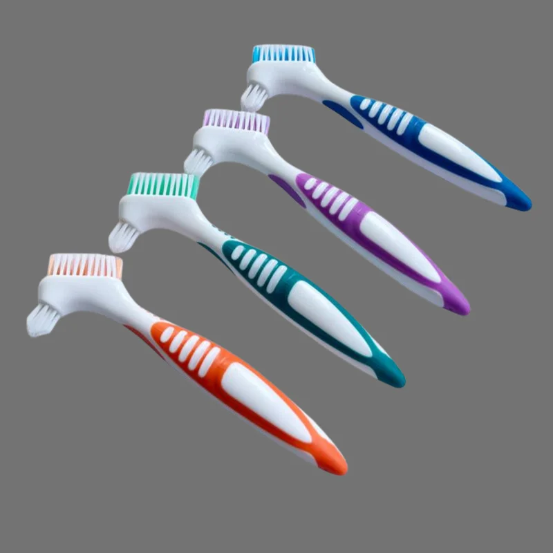 Denture Double-Sided Toothbrush Cleaning Brush, Denture Brush, Invisible Braces Orthodontic Retainer, Descaling Brush, 1 Piece