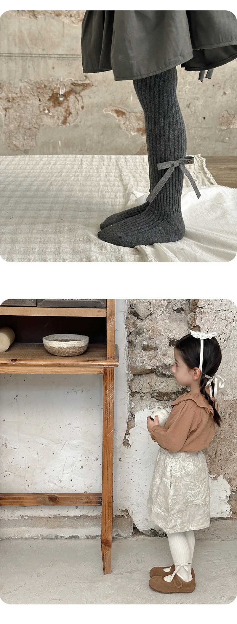 Mädchen Strumpfhosen Einfarbig Weiche Warme Mädchen Strumpfhosen Bogen-Knoten Gestrickte Kinder Strumpfhosen Strumpf Für Mädchen – Detail 14
